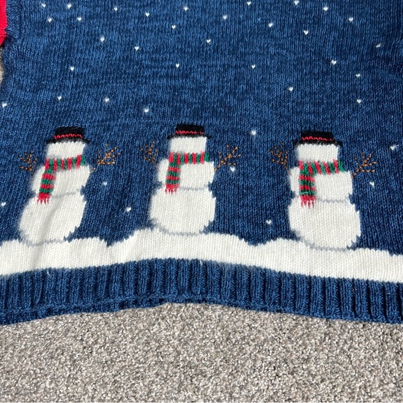 Marisa Christina Snowman Christmas Winter Ramie/Cotton Mock Neck Sweater, Size M - Picture 7 of 8